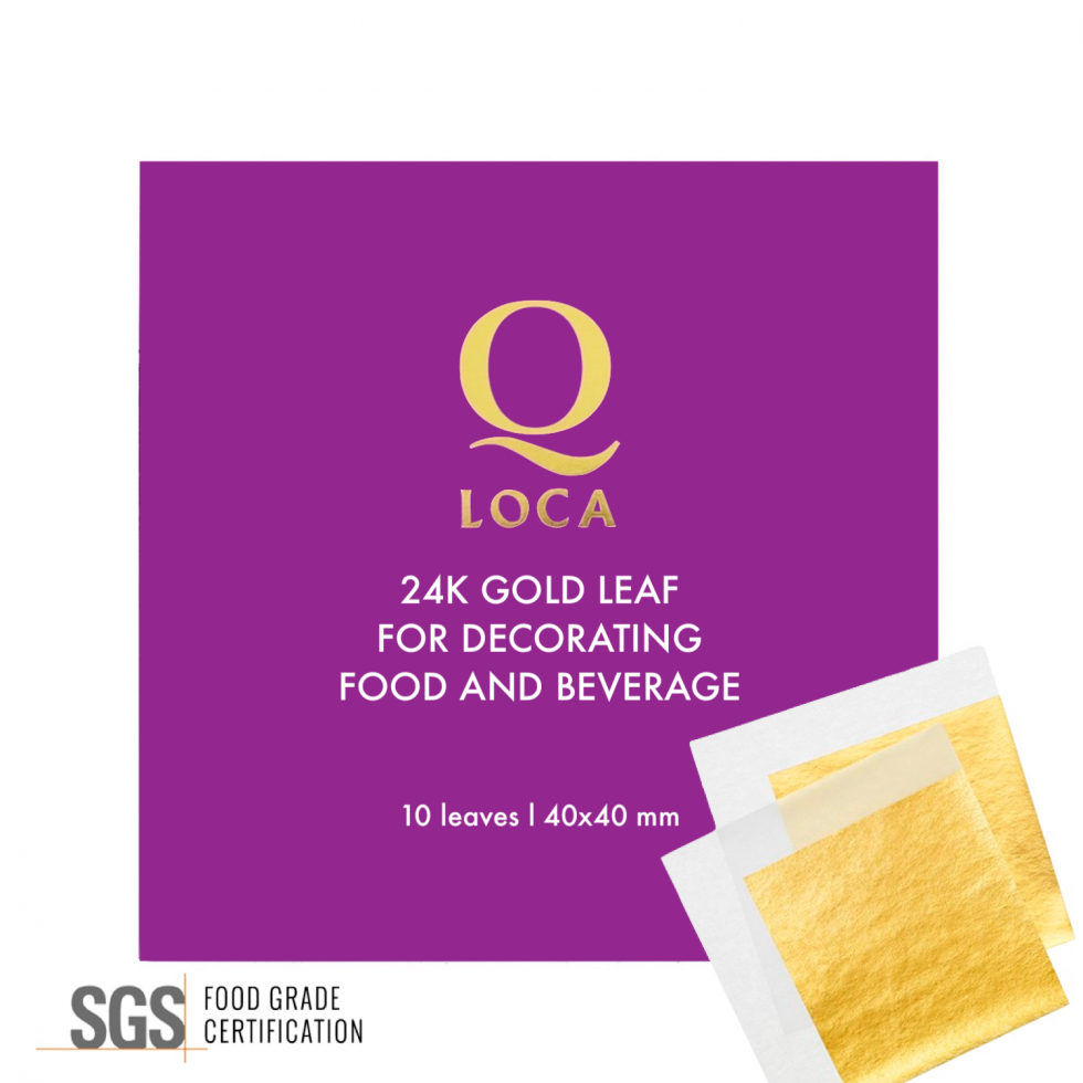 Edible Gold Leaf 24kt Size 40 x 40 mm 10 Leaves Qloca